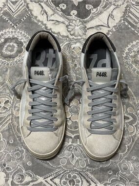 P448 Light Grey Suede Low-Top Sneakers